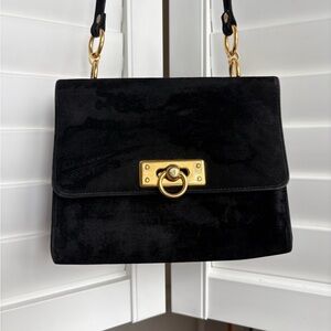 Vintage black velvet purse made in Canada